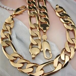 20” 12mm Plated Chain & Bracelet Set